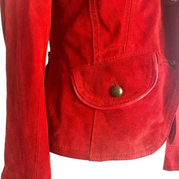 Vera Pelle Masterpelle Handcrafted Italian Cherry Red Suede Italy Leather Jacket - Picture 8 of 13